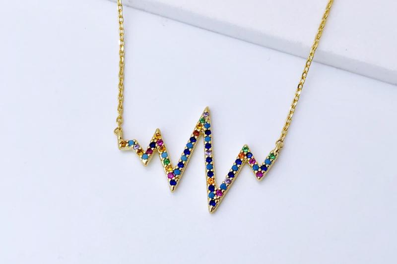 [Ozel] Luxurious Glossy Brass Cubic Necklace